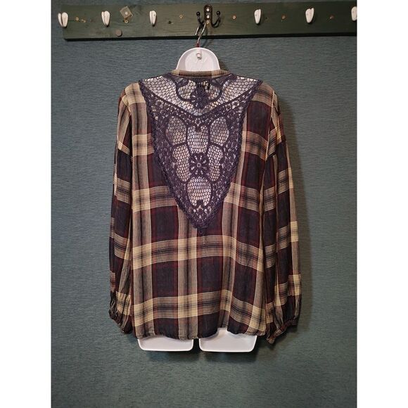 Angie, loose fit flowy plaid backless top medium - Picture 1 of 3